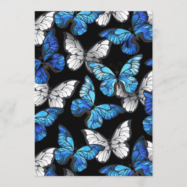 Programa Padrão contínuo escuro com borboletas azuis Morpho (Frente)