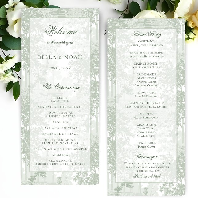 Programa Paisagem Clássica de Toile Verde Sálvia Casamento (Criador carregado)