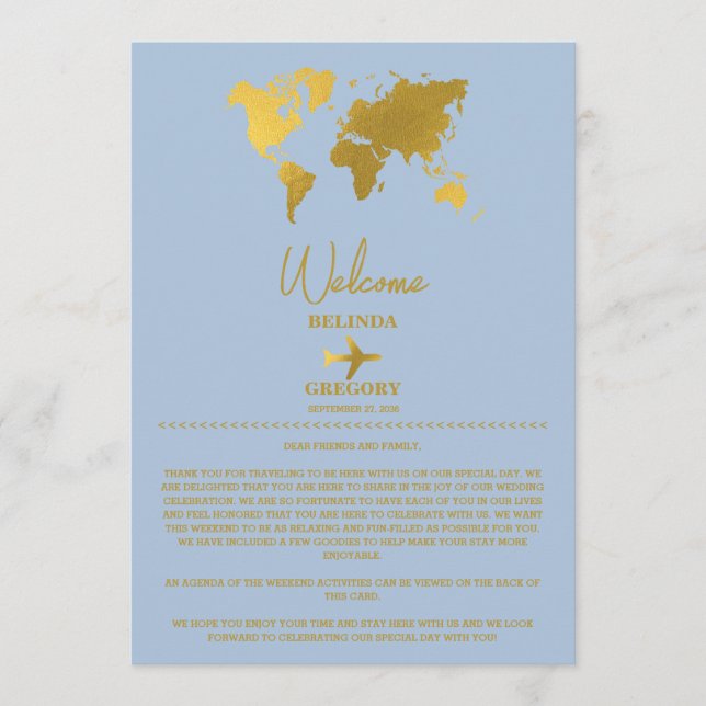 Programa Passaporte de Casamento Gold Dusty Blue Itinerário (Frente)