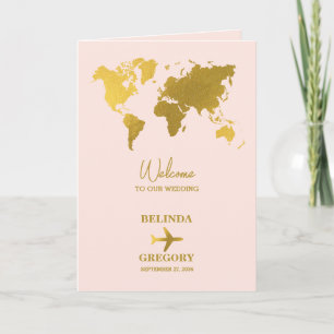 Programa Passaporte de Casamento Rosa Bege Dourado Ordem da