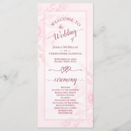 Programa Pastel Pink Watercolor Peonies Elegant Wedding