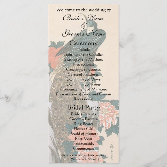 Programa Pavão e Peônias por Hiroshige Casamento (Frente)