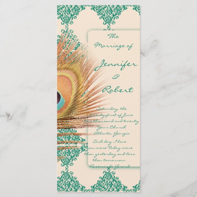 Programa Peacock Feather sobre o Teal Azulejo de Marrocos (Frente)