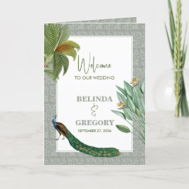 Programa Peacock Feather Tropical Wedding Order