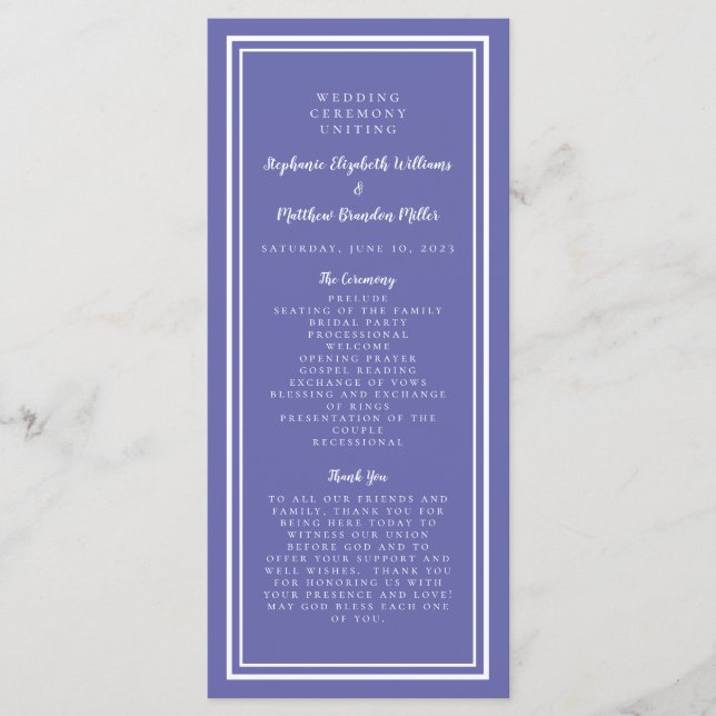 Programa Periwinkle Blue Weding Service Ceremony Modern (Frente)