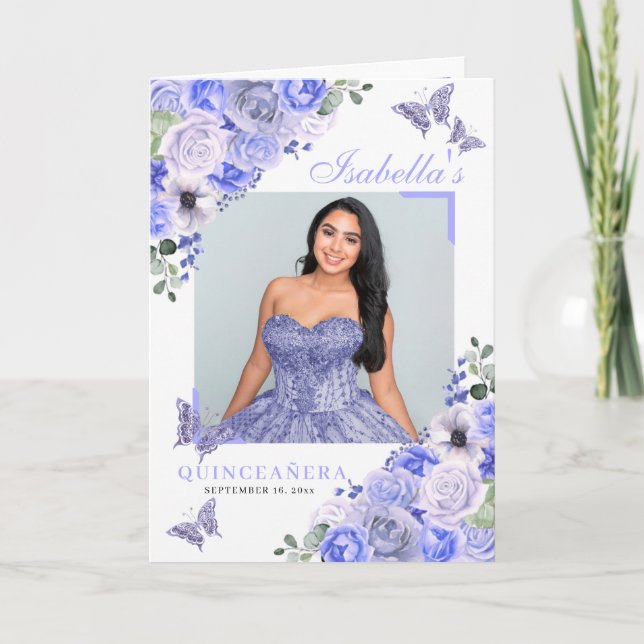 Programa Periwinkle Floral Quinceanera Tiara Butterflies (Frente)