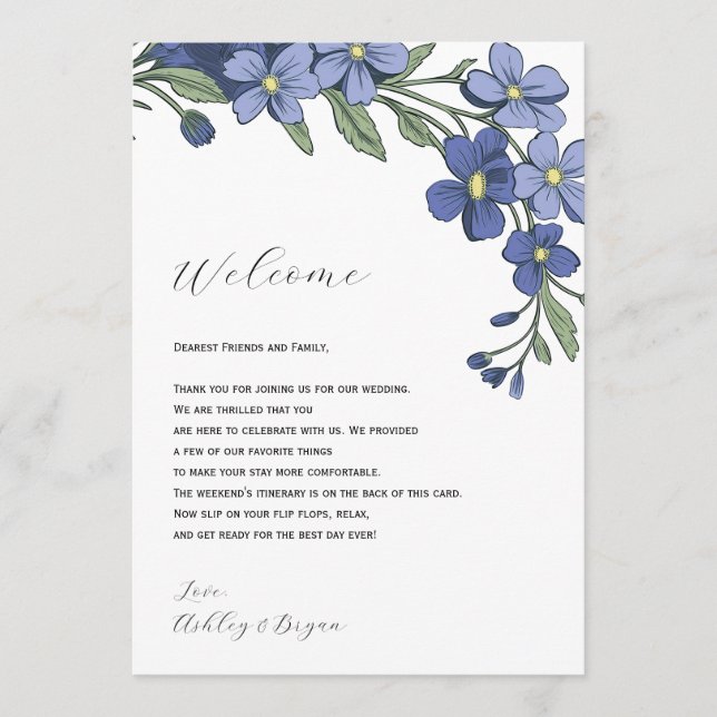 Programa Periwinkle Floral Wedding - Letra Itinerária (Frente)