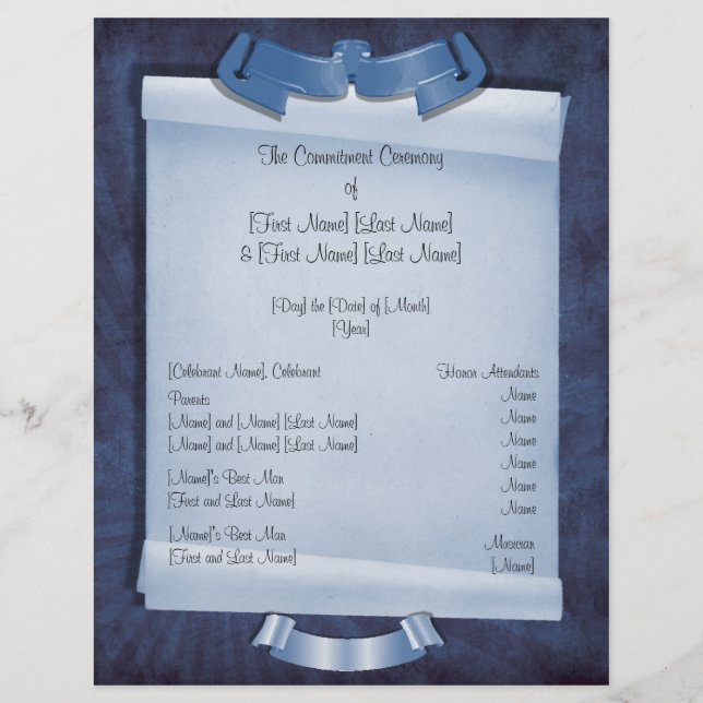 Programa Personalizado de 2 Lados da Cerimônia de  (Frente)