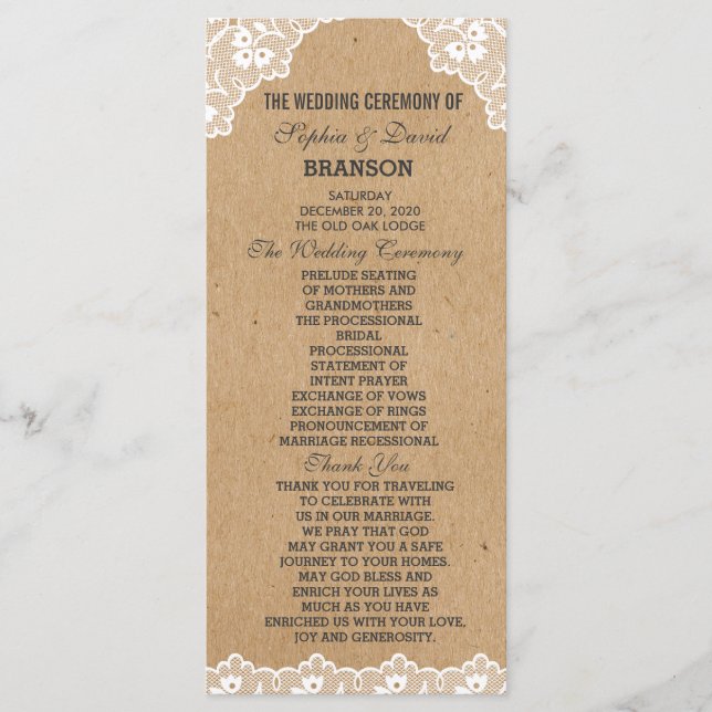 Programa Personalizado de Casamento de Papel de Ar (Frente)