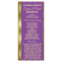 Programa Personalizado de Casamento Dourado e Roxo