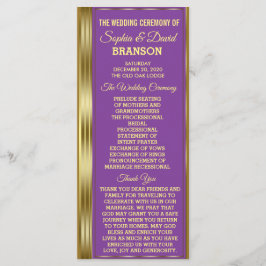 Programa Personalizado de Casamento Dourado e Roxo