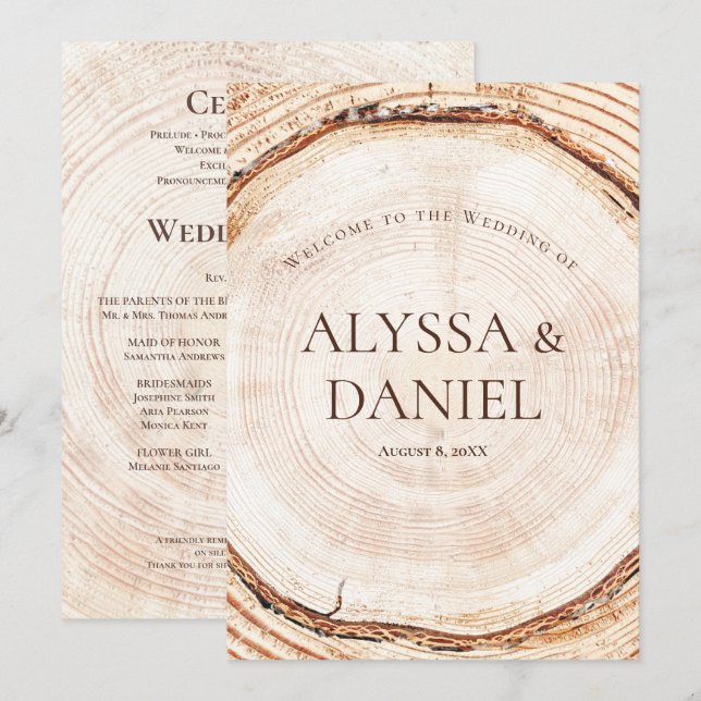 Programa Personalizado de Casamento Rústico com Ca (Frente/Verso)