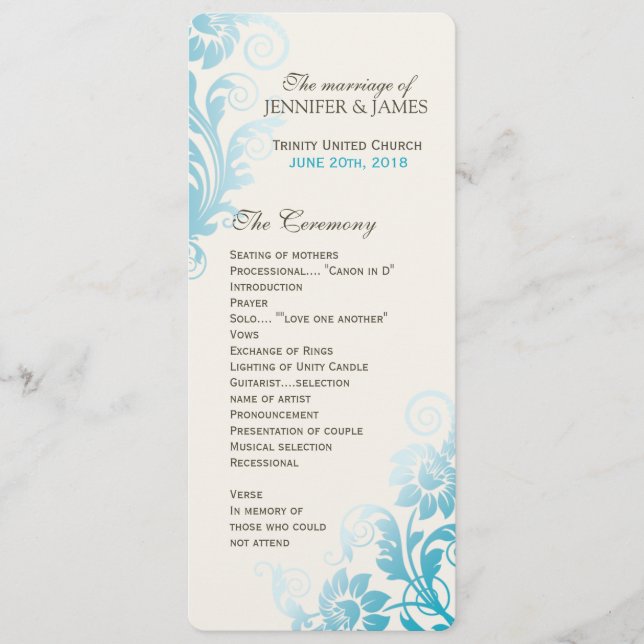 Programa Personalizável de Casamento de Chá de Sal (Frente)