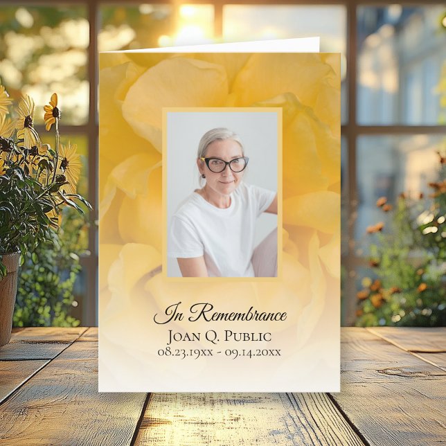 Programa Pétalas de Flor Rosa Amarelo Serviço Funeral Dobra (Criador carregado)