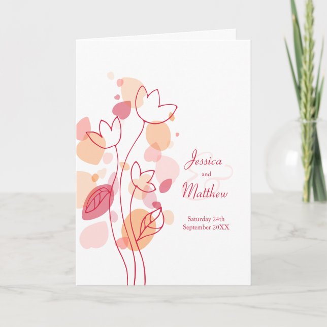 Programa Pétalas de flores de confete vermelho-coral modern (Frente)