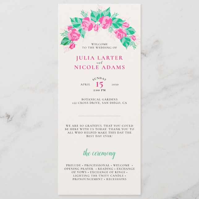 Programa Pétalas de Rosa Verde Rosa Flores Jardim Casamento (Frente)