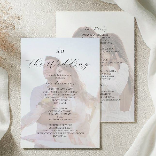 Programa Photo Wedding Program with Monogram (Criador carregado)