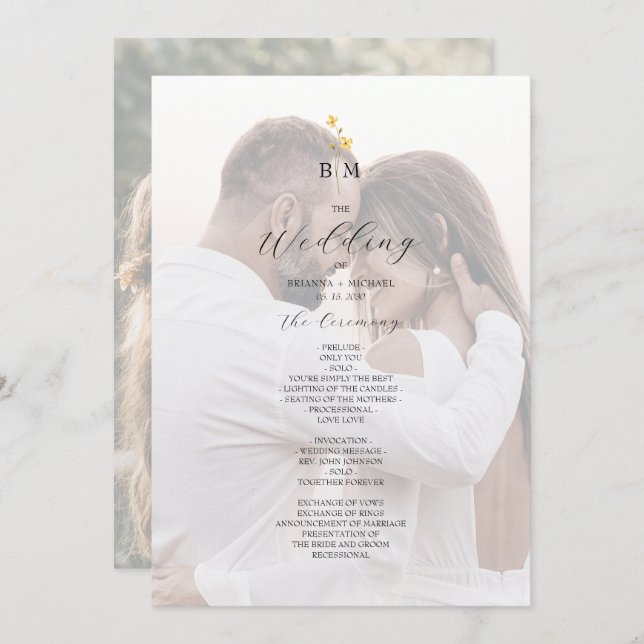 Programa Photo Wildflower Minimalist Wedding (Frente/Verso)