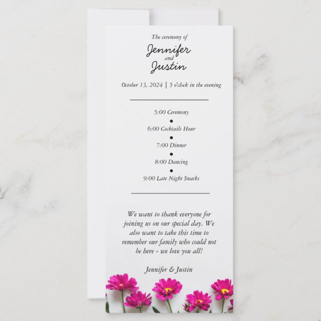 Programa Pink Daisey Wedding (Frente)