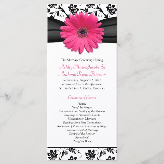 Programa Pink Gerbera Daisy Black Floral Wedment (Frente)