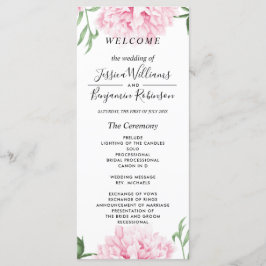 Programa Pink Peony Watercolor Casamento
