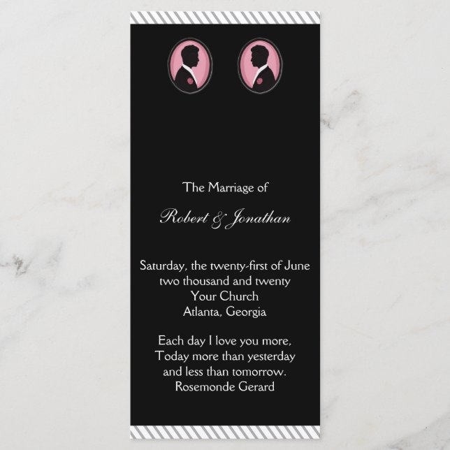 Programa Pintado de Casamento de Gay Silhouettes (Frente)