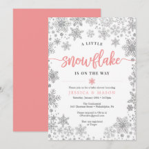 Placa Invites para Chá de fraldas em Floco de Neve