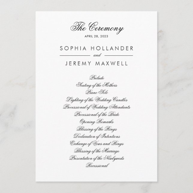 Programa plano preto e branco adorável (Frente)