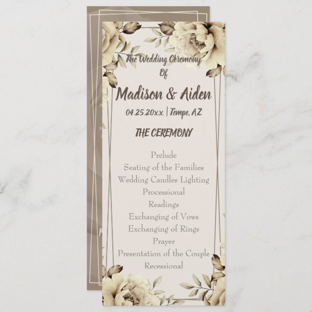 Programa Plano Romântico de Rosas Russos Brancos (Frente/Verso)