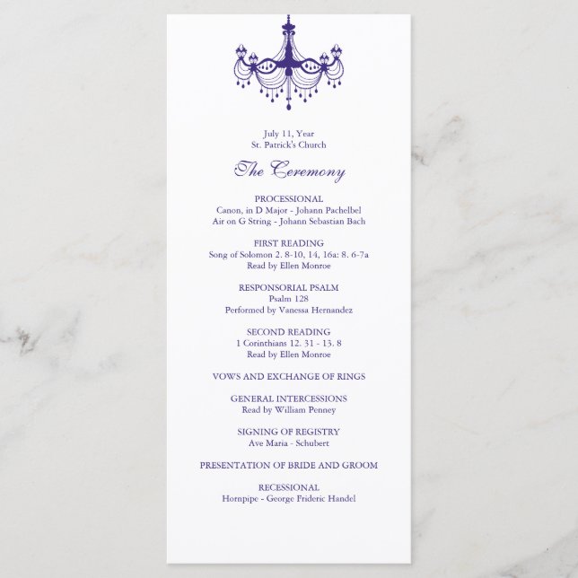 Programa Plum Purple Chandelier Weding Program (Frente)