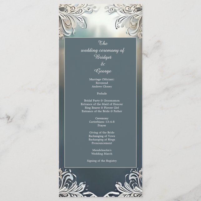 Programa poeira azul deco ornamentado quadro (Verso)