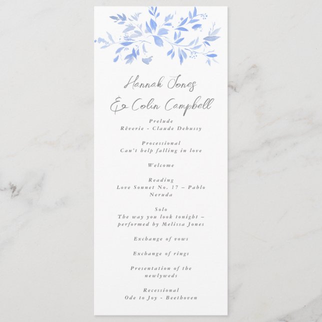 Programa Porcelana Pintada Azul Elegante Mínima (Frente)