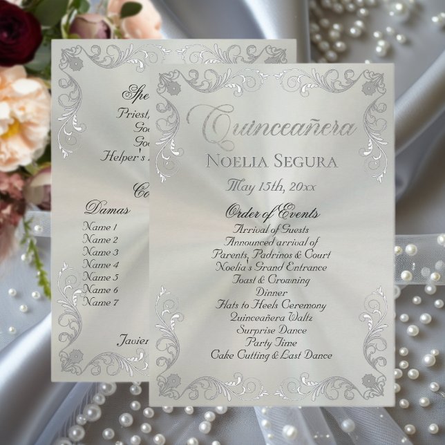 Programa Prata Vintage Borda Quinceanera - Verde Pastel (Criador carregado)