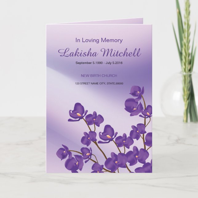 Programa Printable Floral Funeral Program Template (Frente)