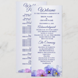 Programa Purple Pink Lilac Pansy Floral Rustic Wedding