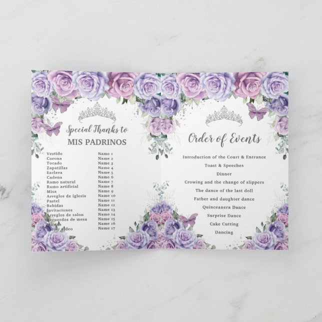 Programa Púrpura Quinceañera Ordem de Eventos Padrinos (Interior)