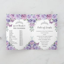 Púrpura Quinceañera Ordem de Eventos Padrinos