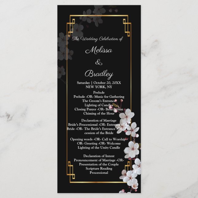 Programa & Quadro do ouro das flores brancas (Frente)