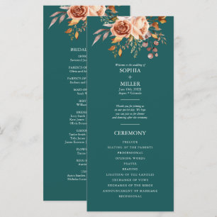 Programa Queda do Teal Watercolor Terracotta Casamento Flor