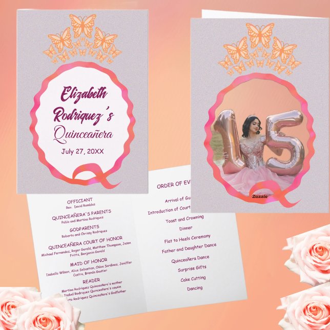 Programa Quinceanera Butterflies Tiara Crown Squiggle (Criador carregado)