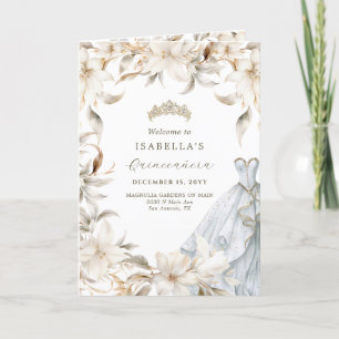 Programa Quinceañera Dourada Floral Branca