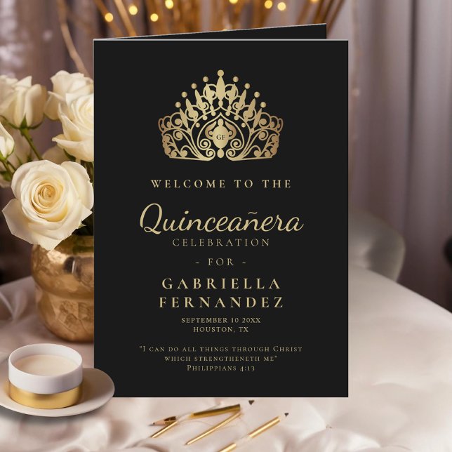 Programa Quinceañera Dourada Princesa Negra Tiara Coroa (Criador carregado)