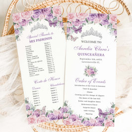 Programa Quinceañera Floral Rosa Púrpura Ordem dos Aconteci
