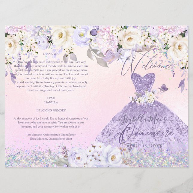 Programa Quinceanera H2 Dusty Lilac Purple Gown (Frente)