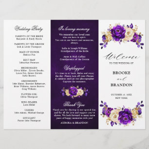 Programa Real de Casamento Dourado Violeta Roxo