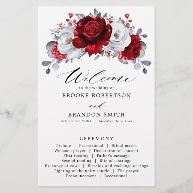 Programa Real de Casamento Floral de Prata Branca  (Frente)