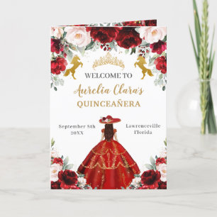Programa Red Blush Floral Charro Quinceañera - Eventos de O