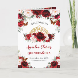 Programa Red Blush Floral Gold Quinceañera Ordem dos Evento