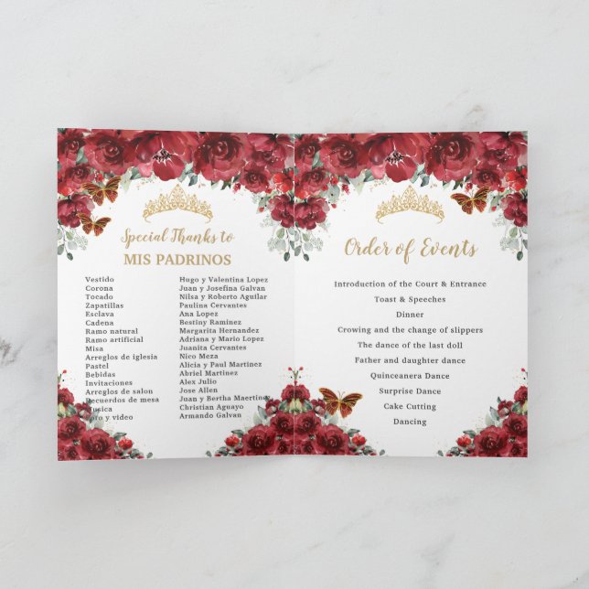 Programa Red Floral Quinceanera Princess Padrinos Eventos (Interior)