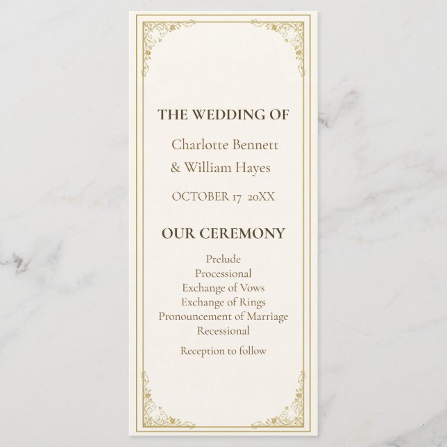 Programa Refined Gold Frame Wedding Program (Frente)